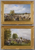 Volunteer Rifle Soldiers by a Country House & Companion