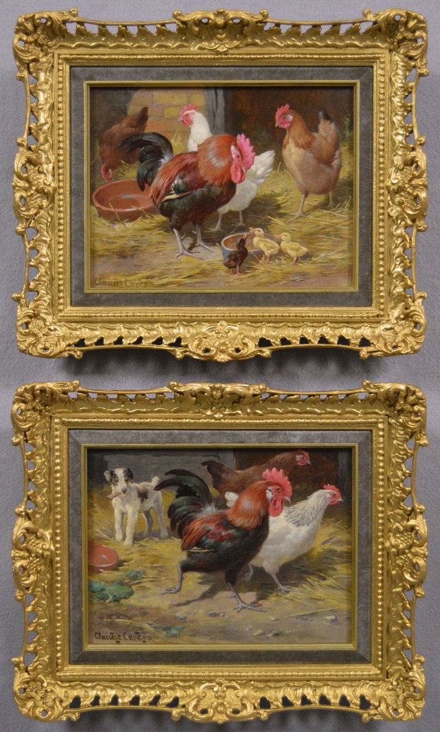 Cockerel & Hens with Ducklings & Cockerel & Hens with a Terrier
